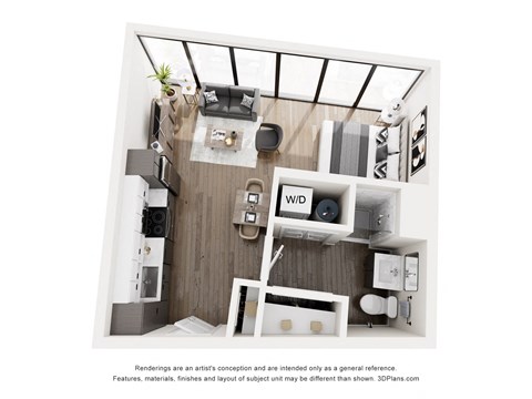 Floor plan for studio, 1 bath, 438 sqft